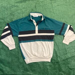 vintage Men's Green and White Polo-shirts